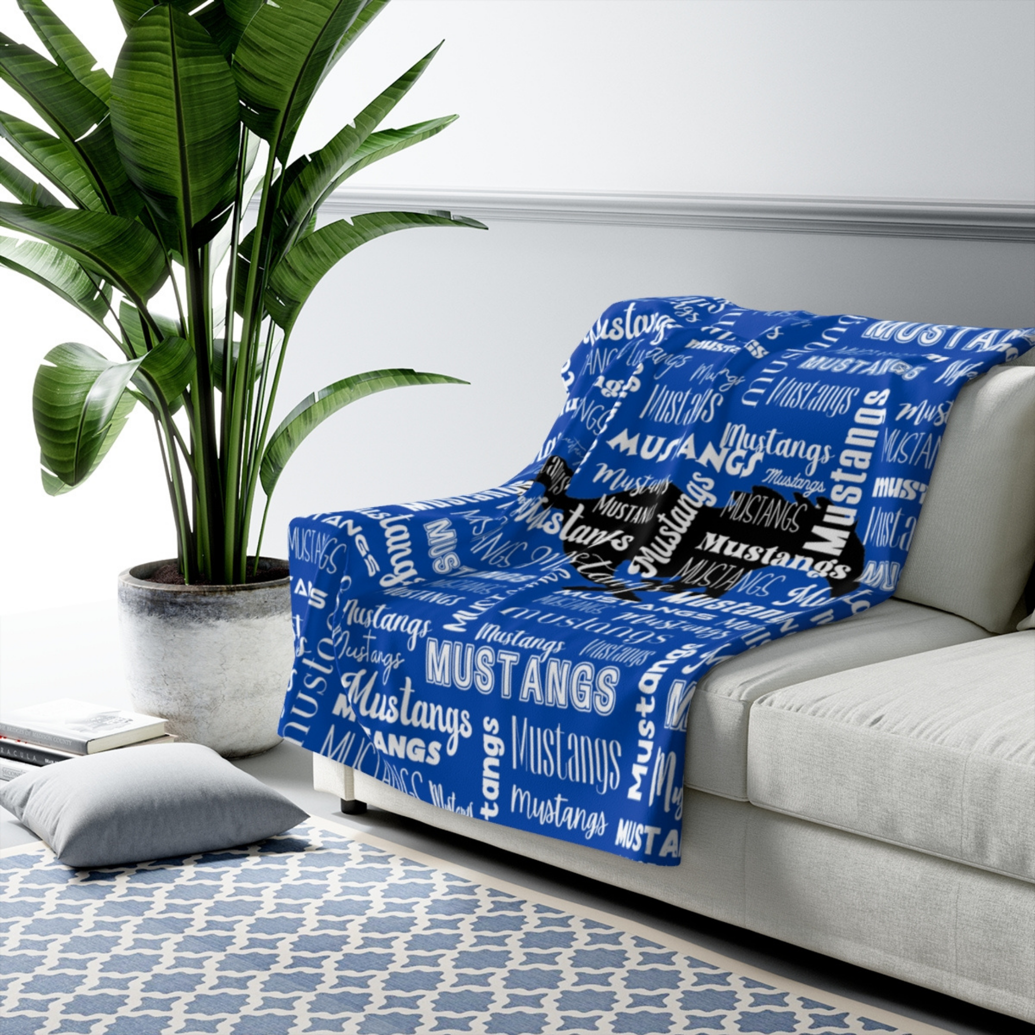 Mustangs Plush Throw Blanket
