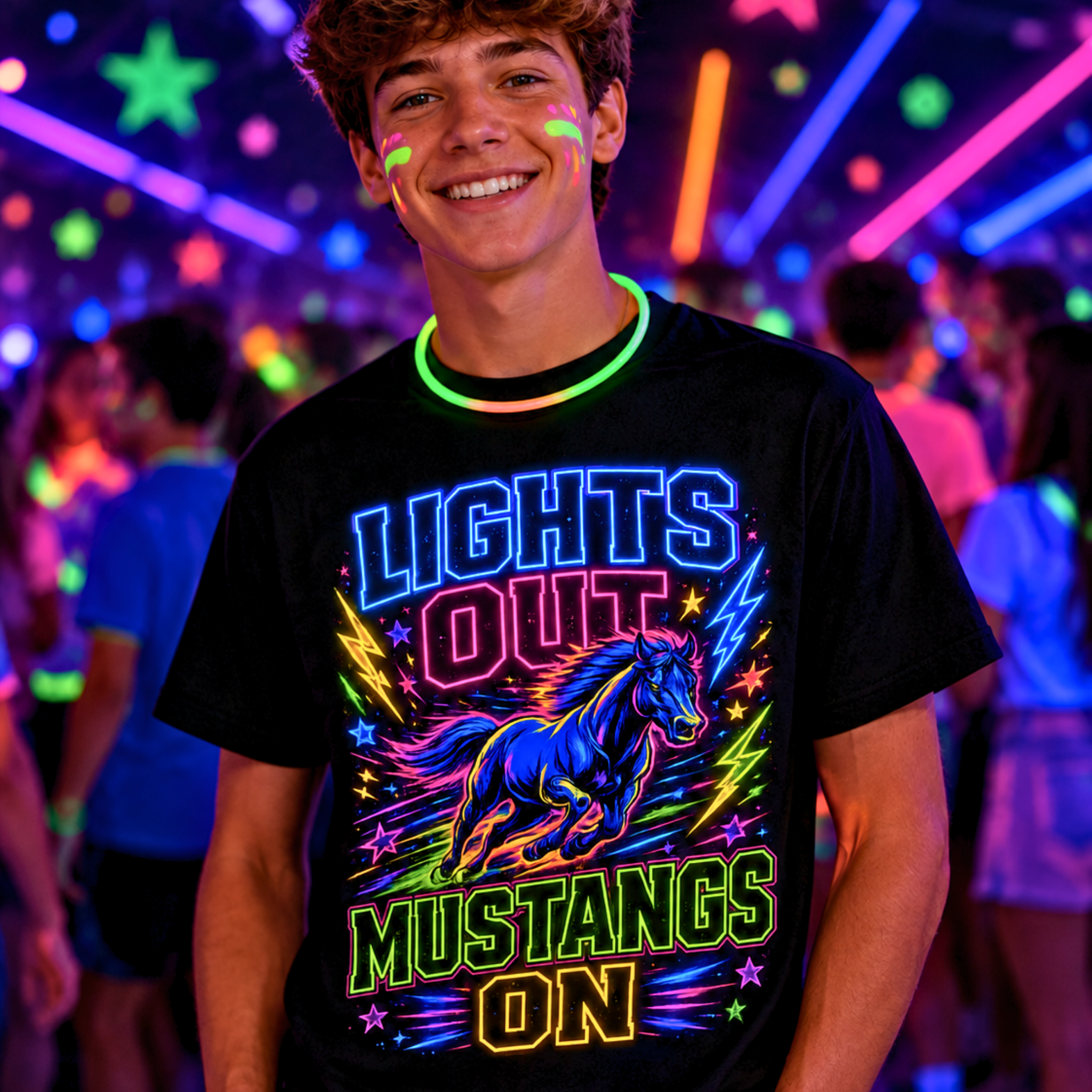Lights Out Mustangs On Spirit Tee